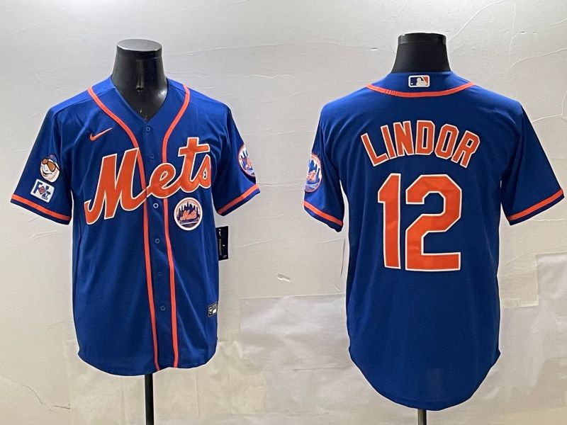 Men New York Mets #12 Lindor Blue Game 2025 Nike MLB Jersey style 316->new york yankees->MLB Jersey